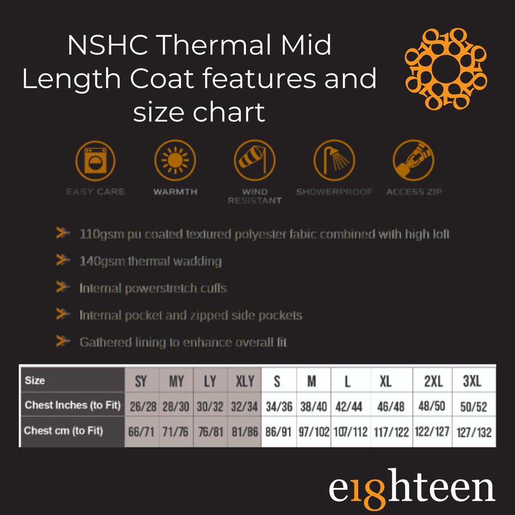 NSHC Unisex Thermal Mid Length Showerproof Coat